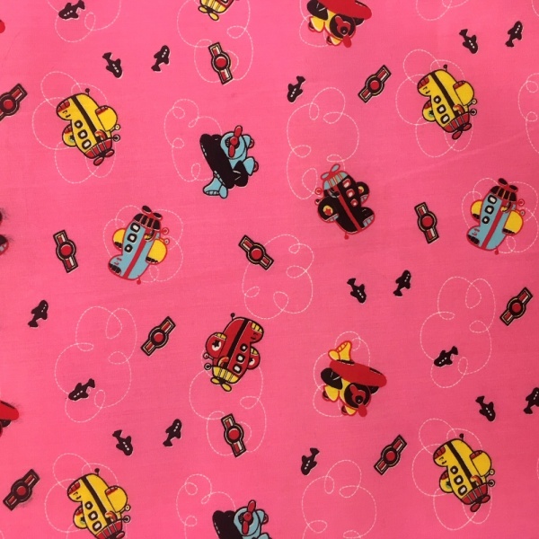 Aeroplanes Polycotton PINK